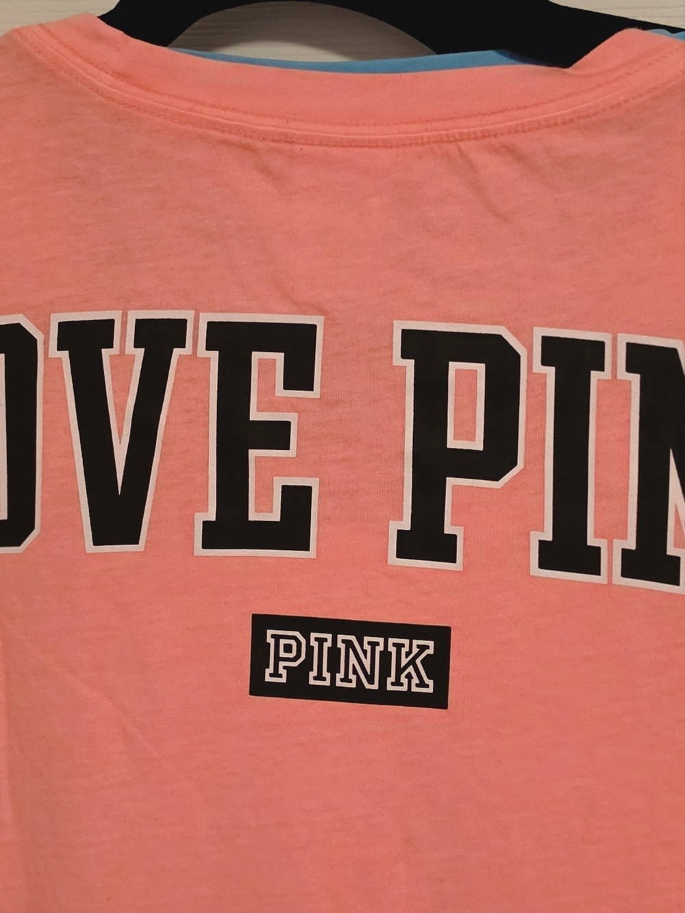 2 PINK Victoria's Secret Tshirts Sz L Blue And Orange - Picture 10 of 15